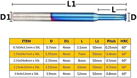 XMEIFEI parçaları matkap ucu seti 1 adet 0.7-3.9 mm P0.25-P0. 8 Tek İplik End Mill Nano Mavi Kaplamalı karbür parmak