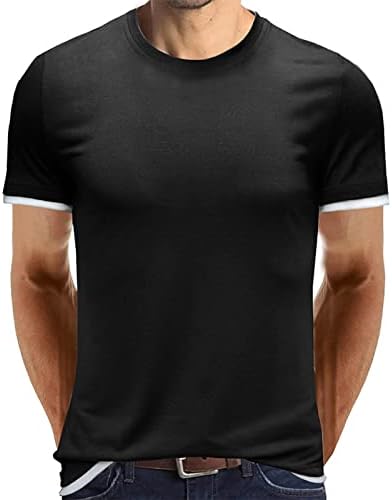 Erkek kısa kollu t-Shirt Ekip Boyun Slim Fit Tee Gömlek Yaz Rahat Düz Renk Egzersiz Üstleri Günlük Temel Tshirt