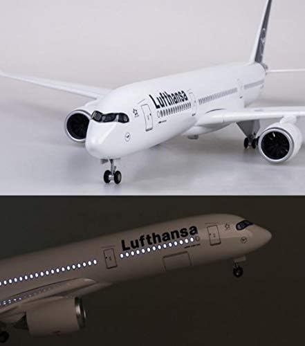 47cm Uçak Modeli 1/142 Ölçekli Airbus A350 Uçak Lufthansa Modeli ışıkları ve tekerlekler Reçine Uçak Koleksiyonu süsler