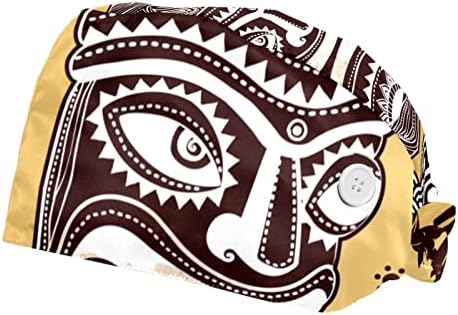 2 Adet Unisex Kabarık Kapaklar Düğmeleri ile Kravat Geri Kapaklar Ter Bandı ile Kadın Erkek, Vintage Aloha Tiki Yaz