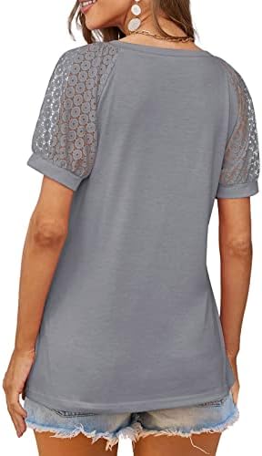 Uzun Gömlek Kadın Bayan Dantel Kısa Kollu Bluzlar V Boyun T Gömlek Şık Casual Tops Bayan Uzun Kollu Pamuklu Tişört