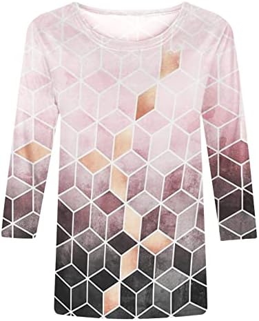 Yaz Sonbahar T Shirt Kadın Giysileri Moda Uzun Kollu 3/4 Kollu Ekip Boyun Pamuk Grafik Brunch Üst Tee Kadınlar için