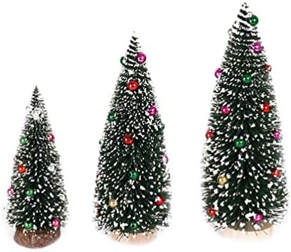 BESTOYARD Mini Noel Ağacı Minyatür Çam Ağacı Yapay Noel Ağacı Kar Ağacı Şişe Fırçası Ağacı Ahşap Tabanlı Tatil Masa