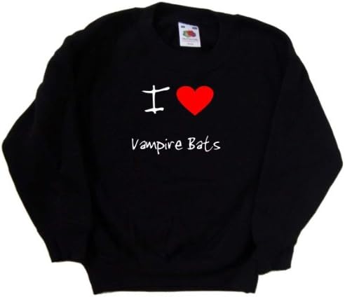 Seviyorum Kalp Vampir Yarasalar Siyah Çocuk Sweatshirt