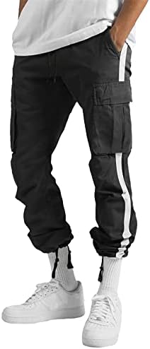SAXIGOL 2023 Büyük Boy Çok Cep Erkek Sweatpants Yaz Rahat İpli Kargo Pantolon Renk Bloğu Moda Pantolon