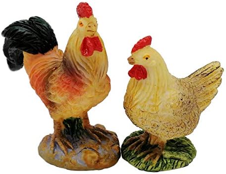 EMiEN Minyatür Tavuk Mini Oyma Süs Heykelcik Çiftlik Tavuk ve Çiftlik Horoz Eğitici Heykelcik Küçük Hayvanlar Koleksiyon