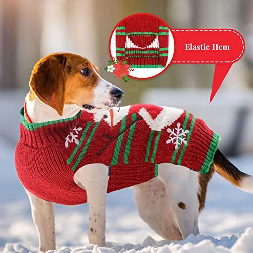 TENGZHI Köpek Noel Kazak Sevimli Çizgili Kardan Adam Örme Balıkçı Yaka Kedi Çirkin Noel Kıyafeti Tatil Köpek Kostümleri