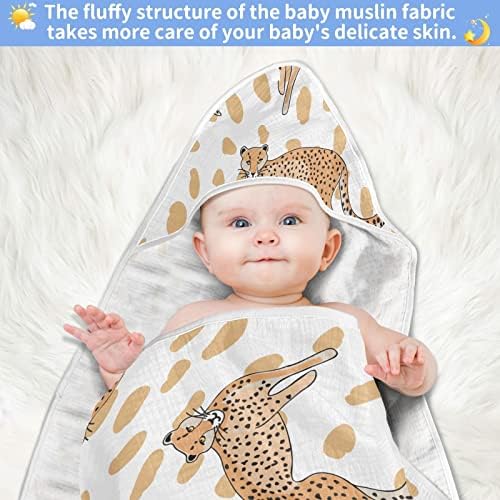 vvfelıxl Bebek Kapşonlu Havlu Çita Desen Emici bebek havluları Pamuk Yumuşak banyo havlusu Bebek, Yürümeye başlayan