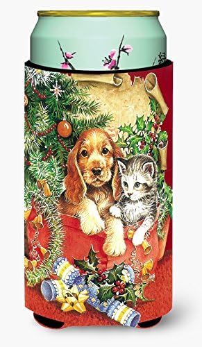 Caroline's Treasures APH7551TBC Noel Köpek Yavrusu ve Yavru Kedi Uzun Boylu Çocuk Kucaklayıcı, Soğutabilir Kol Kucaklayıcı