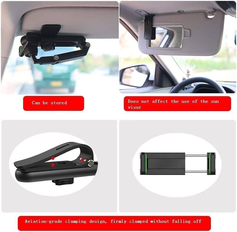 GSTX Güneşlik Araba Cep Telefonu Tutacağı, 360 Dönen Araç Montaj Desteği Klip Braketi, Ayarlanabilir Kol Beşikleri