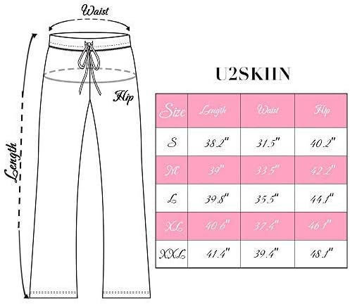 U2SKIIN 2 Paket Pijama Pantolon Kadınlar için Yumuşak, Rahat Bayan Salonu Pijama Pantolon Hafif Uyku Pj Dipleri Kadınlar