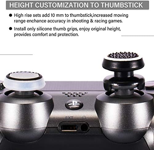 Playrealm FPS Thumbstick Genişletici ve Baskı Kauçuk Silikon tutma kapağı için 2 Takım PS5 Dualsenese ve PS4 Denetleyici