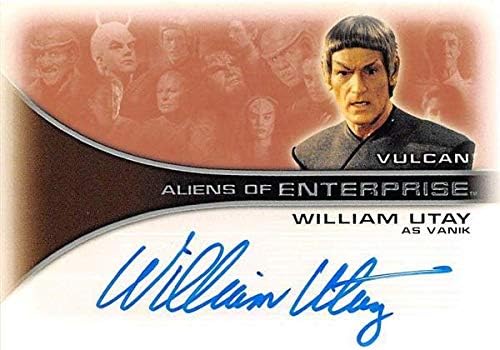 William Utay imzalı ticaret kartı Kurumsal Yabancılar Vulcan Vanik olarak 2002 Star Trek AA10 Sertifikalı Ekleme