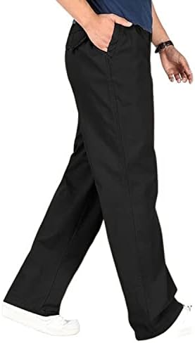 utcoco erkek Rahat pamuklu pantolonlar Rahat Fit Elastik Bel Düz Bacak Chino Pantolon