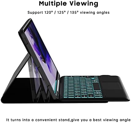 DOMEUN Galaxy Tab S7 FE / S7 Artı / S8 Artı Durumda Klavye ile 12.4 inç - 7 Renk Arkadan Aydınlatmalı Ayrılabilir