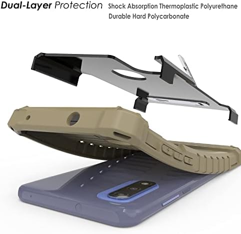 Hücrenin Ötesinde Tri-Shield Kickstand Telefon Kılıfı ile Kemer Klipsi Kılıfı Moto G Power 2022 ile Uyumlu Askeri