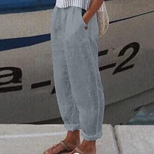 Yubnlvae Pantolon Kadınlar için Yüksek Belli Elastik Gevşek Fit S-5XL Moda Rahat İki Cepli Düz Pantolon