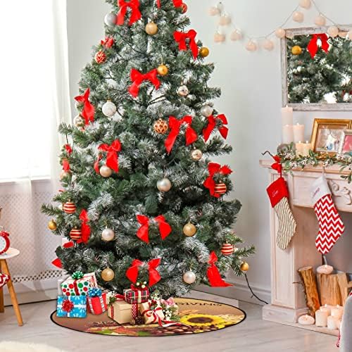 visesunny Noel Ağacı Mat Mutlu Şükran Vintage Güz Akçaağaç Ayçiçeği Mısır Ağacı Standı Mat Zemin Koruyucu Emici Ağacı
