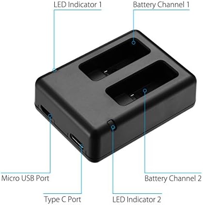 Powerextra Çift pil şarj cihazı için mikro USB Kablosu ile GoPro HERO8 Siyah GoPro HERO7 Siyah GoPro HERO6 Siyah GoPro