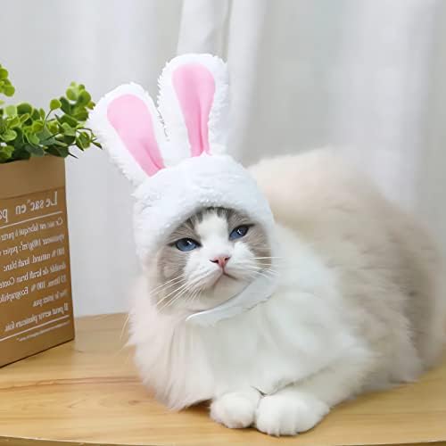 2 ADET Tavşan Kulakları Kedi, Peluş Tavşan Şapka Kulakları ile Kediler ve Küçük Köpekler için, sevimli Paskalya Parti