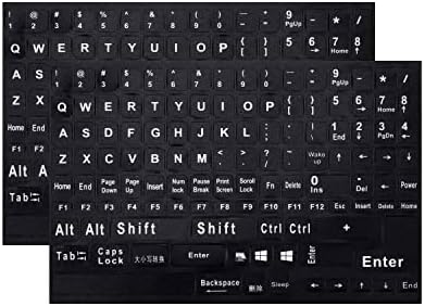 ı-Tensodo 2 adet evrensel ingilizce klavye çıkartmalar, siyah arka plan ve bilgisayar dizüstü dizüstü masaüstü klavyeler