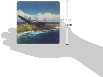Kıyı Taşı Emici Bardak Altlıkları, 4-1 / 4 inç, Savaş Uçakları, 4'lü Set
