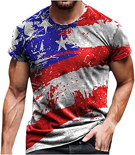 Amerikan Bayrağı T-Shirt Erkek Yaz Rahat Kısa Kollu Grafik Baskı Üstleri Serin Kas Egzersiz Atletizm Tees Vatansever