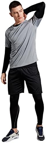 BUYJYA 5 Adet erkek Sıkıştırma Pantolon Gömlek Üst Uzun Kollu Ceket Atletik Setleri Spor Giyim Erkek Egzersiz sevgililer