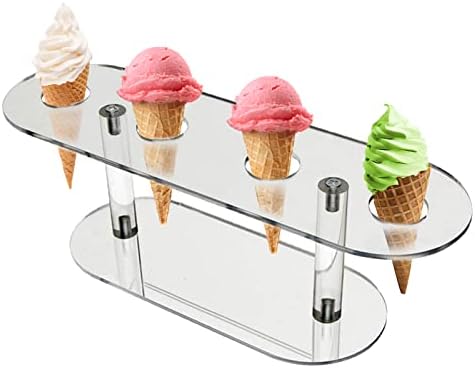 Dondurma Koni Tutucu, 4 Delik Şeffaf Akrilik Cupcake Kek Dondurma Standı Koni Ekran Standı crylic Koni Standı Waffle