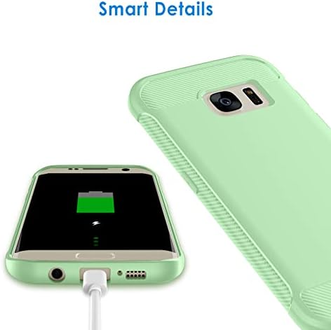 JETech Slim Fit samsung kılıfı Galaxy S7 Kenar 5.5 İnç, İnce Telefon Kapak Şok Emme ve Karbon Fiber Tasarım (Yeşil)