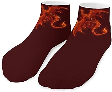 BAİKUTOUAN Uçan Yangın Ejderha Ayak Bileği Çorap Kısa Erkekler Kadınlar için Düşük Kesim No Show