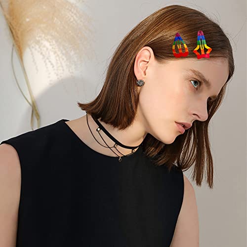 20 ADET Gökkuşağı Saç Klipleri çıt çıtlı tokalar Kadınlar için Kaymaz Metal Saç Klipleri parti giysileri Karnaval