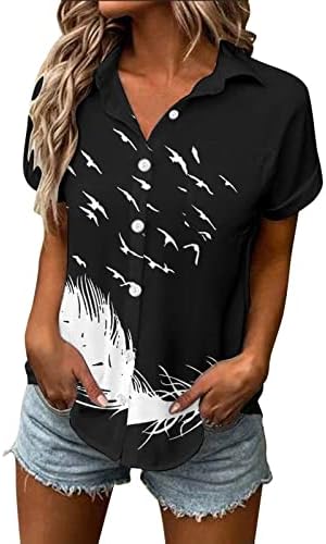 Bayan Gömlek Yaz Rahat Kısa Kollu Düğme Aşağı 3D Grafik Gömlek Moda Karahindiba Çiçek Baskı Gömlek