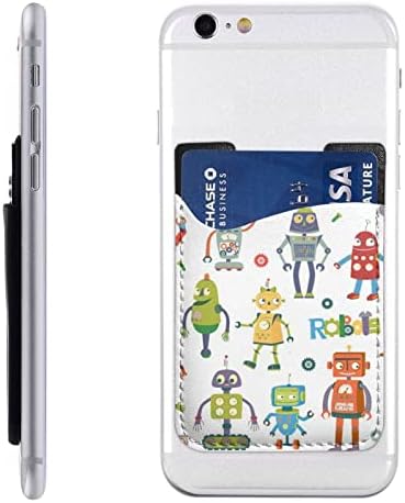 Sevimli Karikatür Robotlar Cep Telefonu Kart Tutucu, Deri Cep Telefonu Cüzdan Macunu, Cep Telefonu Kredi Kartı Sahibinin