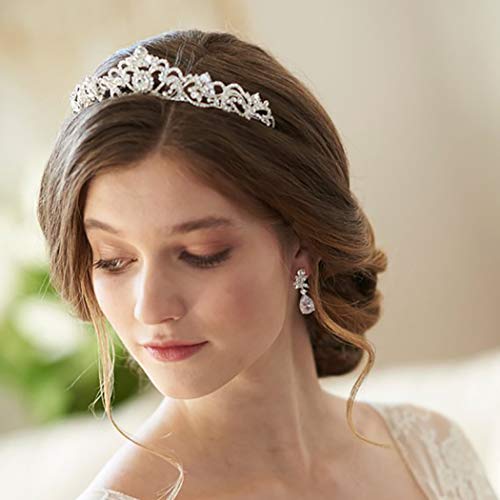 Fdesıgner Gelin Taç Gümüş Düğün Taçlar ve Çelenkler Saç aksesuarları Gelin Kristal Tiara Prenses Balo Headdress Kadınlar