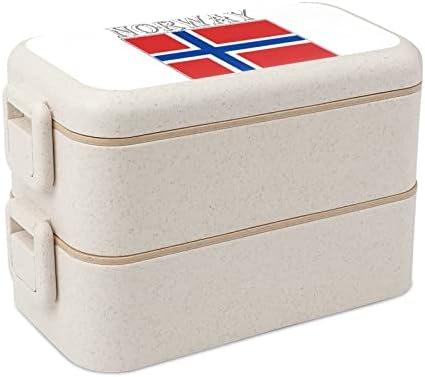 Norveç Bayrağı Çift Istiflenebilir Bento yemek kabı Modern Bento Konteyner Gereçler Seti