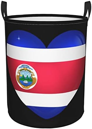 Kosta Rika Kalp Bayrağı çamaşır Sepeti Dairesel Sepet Katlanabilir Sepet Yatak Odası Banyo Sepeti