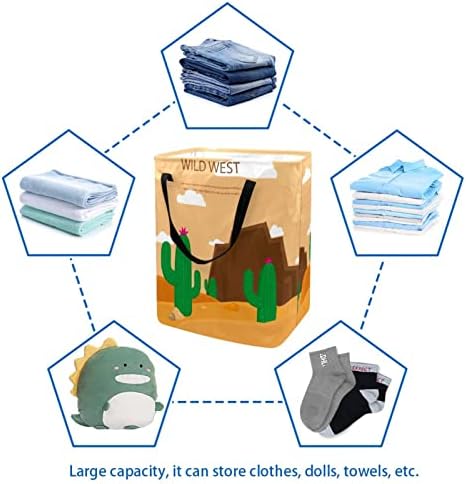 Vahşi Batı Kaktüs Manzara Baskı Katlanabilir çamaşır sepeti, 60L Su Geçirmez çamaşır sepetleri Çamaşır Kutusu Giysi