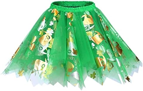 REETAN Tül Tutu Etekler Aziz Patrick Günü Tutu Etek Katmanlı İrlandalı Yonca Yonca Tutu Etek Kostüm Kadınlar ve Kızlar