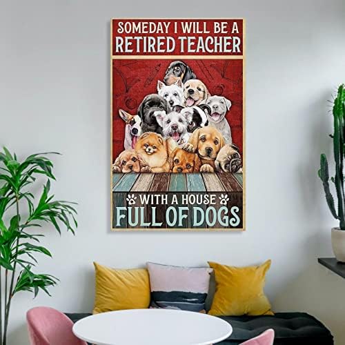 ToMart Motivasyon Posteri Köpek Metal Tabela Ev Köpeklerle dolu Poster Duvar Dekor Mutfak Bar Dekor için Tuval Boyama