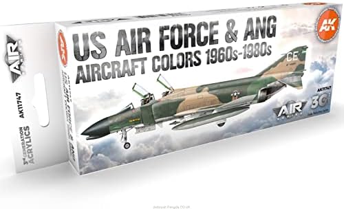 AK Akrilik 3Gen Uçak Seti AK11747 ABD Hava Kuvvetleri ve ANG Uçak 1960 s-1980 s Seti 3G (8x17 ml)