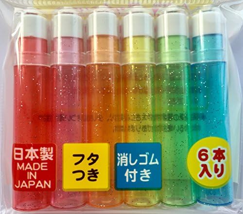 PartyErasers Kırtasiye Serisi 6 Renkli Glitter Renkli Tüp Kalem Üst Ucu Silgi (6 Adet) japonya'dan
