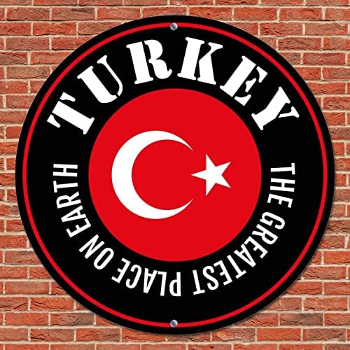 Vintage Metal Işareti Plak Türkiye Ülke Bayrağı Dünyanın En Büyük Yeri Retro Kapı Duvar Işareti Nostaljik Çelenk Işareti