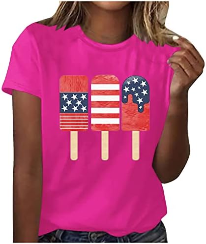 Bağımsızlık Günü Gömlek Bayan Yaz Serin Üstleri Komik grafikli tişört Sevimli Üstleri Kısa Kollu Ekip Boyun Tee Gömlek
