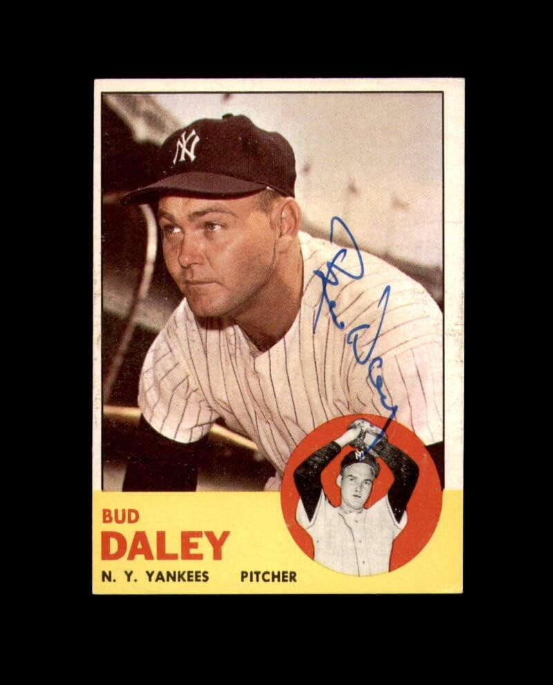 Bud Daley Hand, 1963 Topps New York Yankees İmzasını İmzaladı