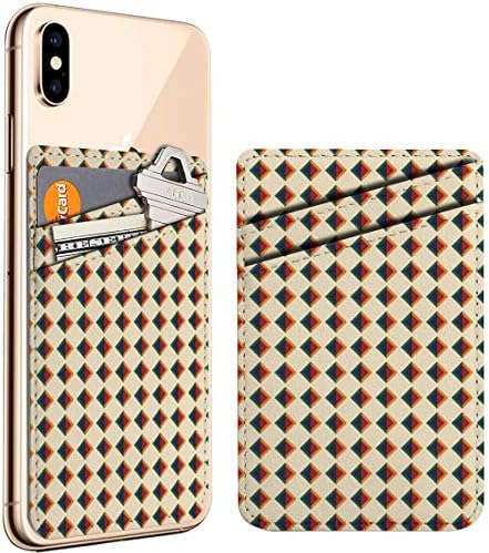 (Renk Kareler Tasarım Geometrik) Cep Telefonu Sopa KIMLIK Kredi Kartı Deri Tutucu Cüzdan Cep Kılıfı Kol, iPhone ile