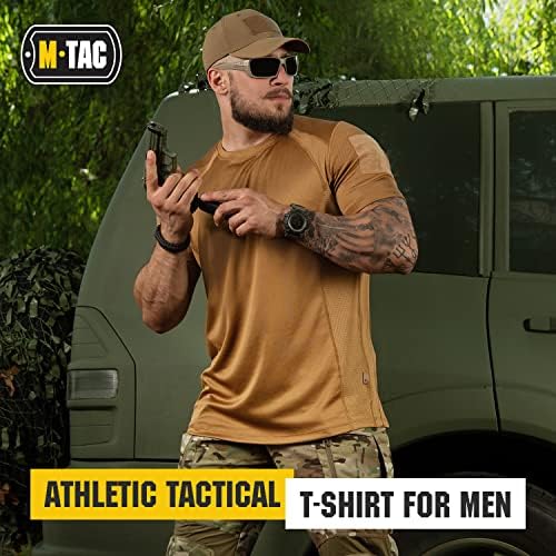 M-Tac Atletik Taktik T-Shirt Gen. 2-Nefes Polyester askeri tişört Yama Panelleri ile Erkekler için Kısa Kollu