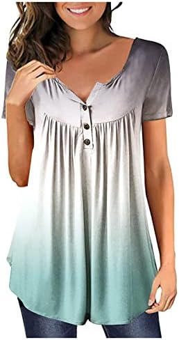 2023 Yaz Moda T Shirt Kadınlar için Çiçek Tunik Üstleri giymek Tayt ile Kısa Kollu V Boyun Gizlemek Göbek Tee Gömlek