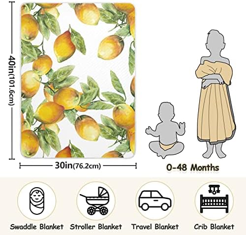 Kundak Battaniyesi Limonlar Bebekler için Pamuklu Battaniye, Battaniye Alma, Beşik için Hafif Yumuşak Kundak Battaniyesi,