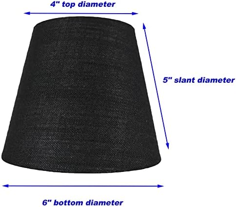 Meriville 5 Set Siyah Keten Klipsli avize abajur şapkası, 4 inç x 6 inç x 5 inç